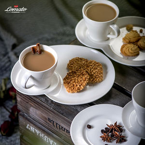 Ensemble tasse et soucoupe en céramique avec logo personnalisé, pour le thé de l'après-midi, le petit-déjeuner ou le café, avec assiette à collation intégrée, pour hôtel, restaurant, cadeau de mariage - Product Image 6