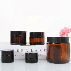 Wholesale Cosmetic Facial Cream Jars Empty <b>Body</b> Butter <b>Scrub</b> Packaging 5g 10g 15g 20g 30g 50g 100g Glass Jars With Black Lids - Product Image 3