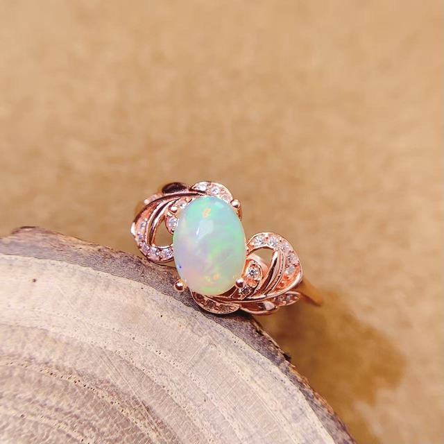 Factory Supply 925 Sterling Silver Natural Opal Gemstone Luxury Large Female LOW MOQ Woman Fashion Ring