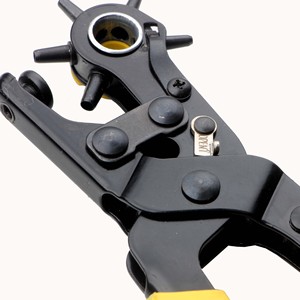 <b>Belt</b> Punch <b>Tool</b> 2 4.5 Mm Heavy Duty 6 Round Hole Yellow Handle For Leather <b>Belt</b> Drilling Diy Use - Product Image 2