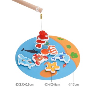 Jeu de train circulaire <span class=keywords><strong>en</strong></span> bois arc-<span class=keywords><strong>en</strong></span>-ciel 2 <span class=keywords><strong>en</strong></span> 1 avec jeu de pêche magnétique d'animaux marins, jouet éducatif à double fonction - Product Image 5