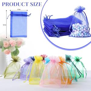 Sacs en organza pour cadeaux de mariage avec cordon de serrage, sacs cadeaux pour bijoux - Product Image 2