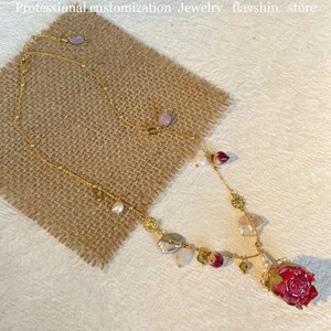 Collier pendentif fleur en résine, chaîne en or rose, bijoux de fête pour femmes, accessoire de mode - Product Image 3