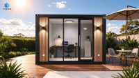 Module de bureau préfabriqué modulaire Europe-Amérique pour jardin, studio de travail en conteneur, revêtement bois, design moderne pour villa et appartement