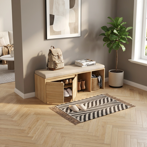 <span class=keywords><strong>Banc</strong></span> de rangement en bois écologique avec siège en PU et armoire ventilée pour le rangement des <span class=keywords><strong>chaussures</strong></span> dans un salon moderne - Product Image 1
