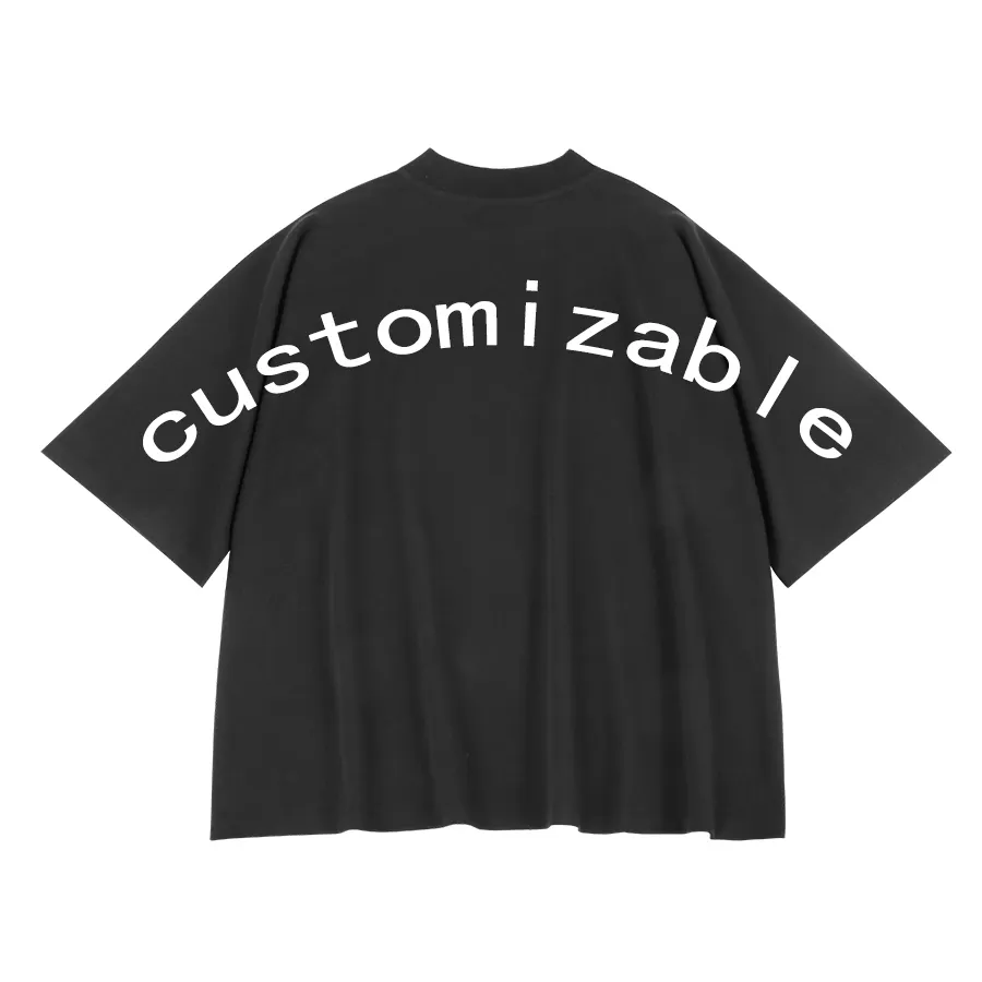 Camiseta de alta calidad muy suave con estampado de logotipo liso, camisetas clásicas pesadas de gran tamaño en blanco, camiseta de corte negro