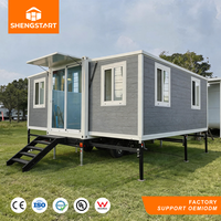 Maison conteneur préfabriquée mobile extensible sur remorque, résistante aux tremblements de terre, pour logement d'appoint, bureau et chambre