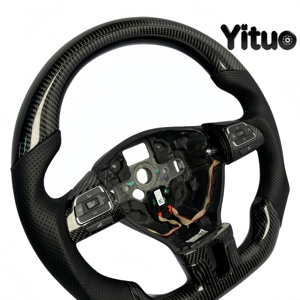 Volante Personalizado de Fibra de Carbono Compatible con Volkswagen Golf, Passat, Bora, <span class=keywords><strong>Polo</strong></span>, Sagitar MK6, MK5 GTI GTD TDI - Product Image 2