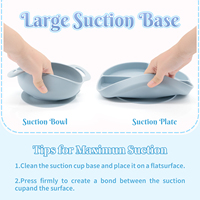 OEM/ODM Bol de sevrage pour bébé sans BPA et plaque à ventouse Ensemble d'alimentation Techniques d'impression en silicone de qualité alimentaire pour les tout-petits