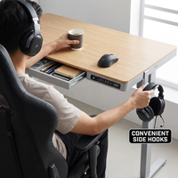 Meja Kerja Aluminium AOR Elektrik, Dapat Disesuaikan Ketinggiannya, Dilengkapi Gantungan Headphone, Tempat Gelas, Baki Kabel, Laci, Desain Modern, Untuk Kantor, Grosir