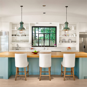 Custom Design Kitchen <strong>Cabinet</strong> Farmhouse Oak Wood Stained Shaker L Shape Kitchen <strong>Cabinet</strong> with Island - Product Image 3