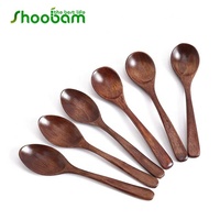 Petites Cuillères En Bois 6PCS Petite Soupe Cuillères En Bois Cuillère À Café pour Café Thé Confiture Sels De Bain De Service En Bois Cuillères