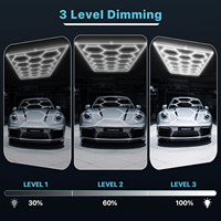 Lampe de garage et d'atelier LED hexagonale améliorée, 3 niveaux de luminosité réglables, super lumineuse, étanche IP65, portable, 14 grilles, éclairage d'atelier AC
