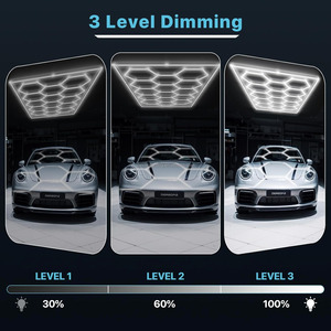 Sechseckige <span class=keywords><strong>LED</strong></span>-Garagen leuchte, verbesserte 3-stufige dimmbare, super helle Garagen detail leuchten 14 sechseckige Gitter, <span class=keywords><strong>LED</strong></span>-Laden leuchten