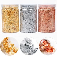 Paillettes et confettis imitation feuilles d'or AK pour la peinture, les arts, le nail art, la feuille d'argent et d'or, les moules en résine décoratifs
