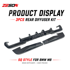 Difusor Trasero de 3 Piezas Estilo SQ de Fibra de Carbono Real para <span class=keywords><strong>BMW</strong></span> <span class=keywords><strong>M8</strong></span> F91 F92 F93 Coupé Convertible <span class=keywords><strong>Gran</strong></span> Coupé, Parachoques Brillante 2019+ - Product Image 3