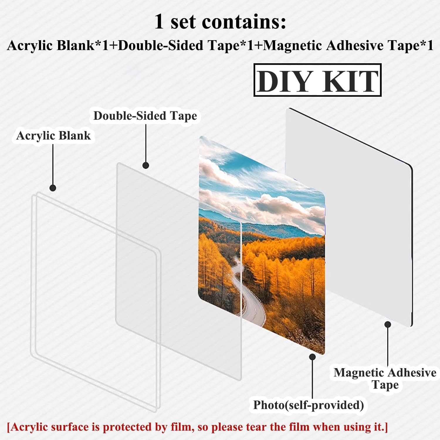 Trasparente (1 magnete + 1 acrilico + 1 nastro adesivo) 1