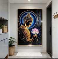 Tableau mural sur toile Bouddha tenant un lotus, impression sur toile, affiche, peinture, décoration murale religieuse encadrée pour salon, décoration intérieure