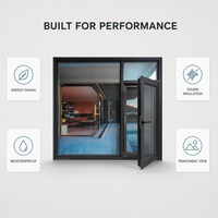 Fenêtres de maison en alliage d'aluminium noir au design moderne pour villa, salle de bain, double vitrage trempé, isolation thermique, marché australien