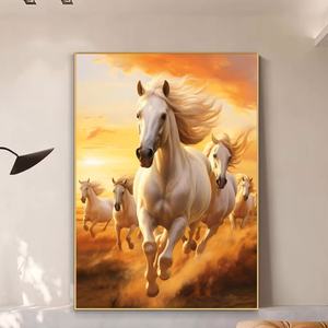 Decoración de Lujo, Impresión HD, Cuadro Decorativo de Pared, Caballo Azul, Porcelana de Cristal, Decoración para el Hogar y Cuadro de Caballo con LED - Product Image 2