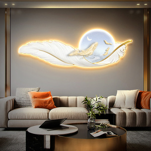 Cao Cấp Sang Trọng Hình Dạng Không Thường Xuyên LED Chiếu Sáng Sơn Phong Cách Hiện Đại Trang Trí Nội Thất Lông Tường Nghệ Thuật Cho Sofa Nền - Product Image 4