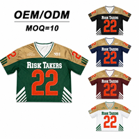 Kaos Sepak Bola Amerika Desain Patchwork Logo Bordir Kustom Model Crop Boxy