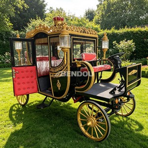 Calèche royale de mariage personnalisée, véhicule électrique de luxe à 4 roues avec sculpture décorative de cheval - Product Image 2