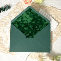 Kit d'invitation de mariage élégant personnalisé avec support en velours vert foncé et carte d'insertion en acrylique doré UV pour la carte « Save the Date »