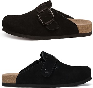 Mules en daim <span class=keywords><strong>noir</strong></span> avec boucle et semelle en liège antidérapante, style décontracté pour femmes - Product Image 5