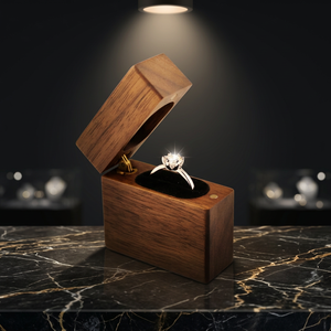 Caja de Joyería de Lujo con Tapa de Nogal, Caja Doble para Anillos de Boda, Personalizada para Compromiso - Product Image 3