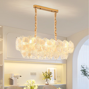 French Cream Style Oval Chandelier Led <b>Light</b> Multi Head Pendant For Living Room Bedroom Home Decor - Product Image 1