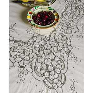 Nappe en lin écologique Pietrochianese avec broderie de feuilles de vigne grises, style européen, carrée, pour hôtels et salles à manger - Product Image 3