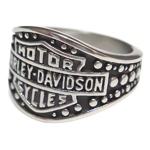 แหวนนิ้วสแตนเลสสตีลสไตล์พังก์สุดเท่สำหรับผู้ชายและผู้หญิง ลายตราสัญลักษณ์ Harley-Davidson แบบขายส่ง - Product Image 2