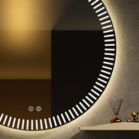 Miroir intelligent LED incurvé mural pour salle de bain avec armoires de rangement ouvertes en céramique - Aluminium aéronautique 6063