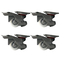 Roues de roulette rétractables robustes fonctionnant au pied SS, roues de roulette de nivellement, option 75mm 80mm