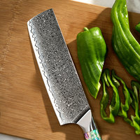 Couteau Nakiri japonais au design original, en acier Damas 67 couches, fait main, manche en résine d'ormeau, couteau de cuisine tranchant pour légumes