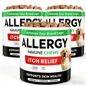 Hunde- & Katzen-Anti-Allergie Juckreiz-Linderung Fischöl Kaubare Weichkautabletten |   Hochprotein-Nahrungsergänzungsmittel für Immunsystem und Hautgesundheit - Product Image 1