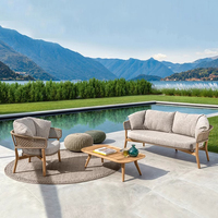 Ensembles de jardin d'hôtel nordique, meubles de jardin d'extérieur, chaises en rotin, ensemble de canapé en teck minimaliste d'extérieur avec coussin
