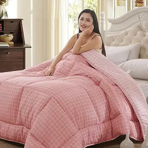 Nhà Máy Trực Tiếp Siêu Mềm Chất Lượng Cao Rắn Màu Trắng Phòng Ngủ Khách Sạn Duvet Sọc 100% Bông Chăn - Product Image 2