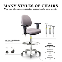 Chaises de laboratoire modernes réglables antistatiques avec dossier en fer, tissu ESD, réglage en hauteur et rotation pour entrepôt, école, hôpital