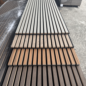 Pannelli Acustici in Doghe di Legno 60*240cm, 100% Fibra di Poliestere, Pannelli Fonoassorbenti per Decorazioni Murali del Soggiorno - Product Image 1