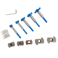Juego de 5 brocas Forstner de profundidad ajustable de 15-35 mm, cortador de orificios para bisagras, herramienta profesional para trabajar la madera, para puertas de armarios