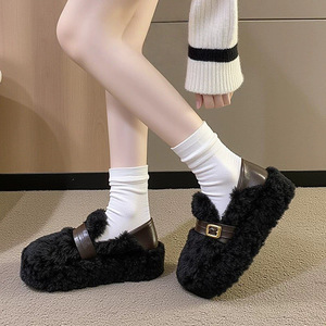 Pantuflas de Cuero Genuino con Suela Gruesa y Malla de Lana para Unisex, Nuevas Pantuflas de Algodón de Moda Primavera-Otoño 2026 para Salir - Product Image 6