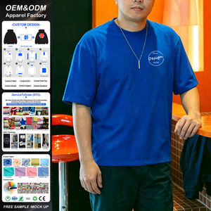 T-shirt surdimensionné en coton 100% avec broderie 3D personnalisée pour l'été, col côtelé épais, t-shirt de sport pour la course à pied, t-shirt court et ample pour homme - Product Image 4