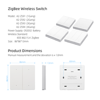 Interrupteur intelligent Tuya ZigBee sans fil, 4 boutons poussoirs, télécommande murale, émetteur de lumière, alimenté par piles, installation sans colle