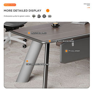 Juego de escritorio y silla de oficina ejecutiva de diseño moderno Mdf al por mayor de fábrica, mesa de oficina de lujo para Director jefe, Gerente Ceo - Product Image 5