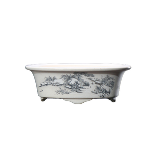 Maceta Ovalada de Cerámica para Bonsái, Pintada a Mano con Diseño de Paisaje Chino - Product Image 5
