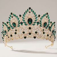 Diadème de Mariée de Luxe en Alliage 14cm avec Strass en Cristal et Motif Feuille – Couronne Élégante pour Cheveux de Mariage