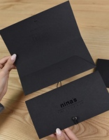 Sobres de Cartón Negro Reciclado Personalizados con Logotipo en Lámina Dorada, Sobre para Tarjeta de Hotel, Sobre Impreso Premium de Fábrica