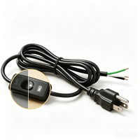 Câble d'alimentation certifié ETL US 3 broches NEMA 5-15P avec interrupteur marche/arrêt intégré, fils dénudés, câble AC personnalisé pour CCTV et applications électriques